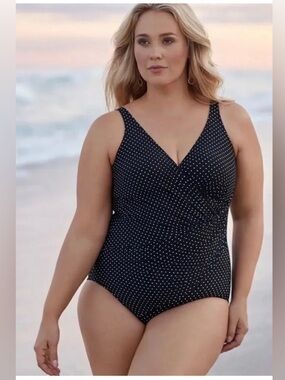 Miraclesuit Oceanus Pin Point Polka Dot One Piece Swimsuit